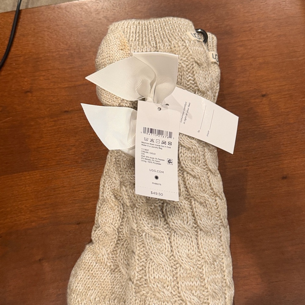 UGG Cream Gold - Laila Bow Fleece Lined Sock - Picture 2 of 5